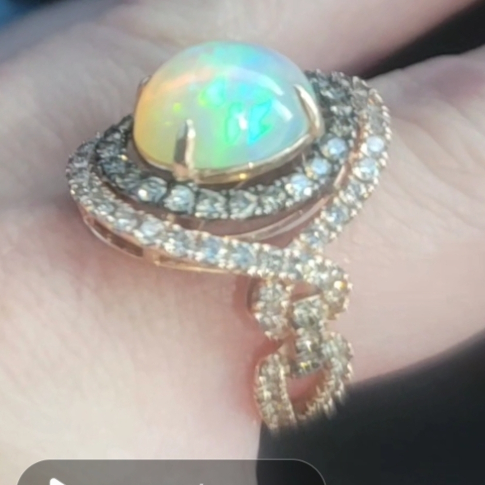 Le Vian Natural Opal & Diamond Ring. 14k strawberry gold.
